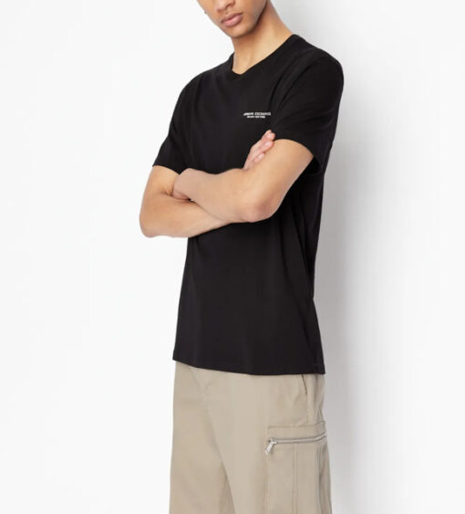 T-shirt nero da uomo con piccola scritta ARMANI EXCHANGE -1