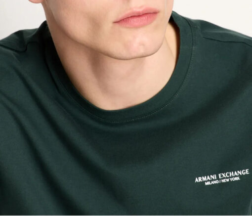 T-shirt verde da uomo con piccola scritta ARMANI EXCHANGE -3