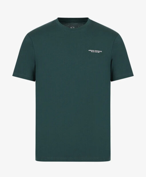 T-shirt verde da uomo con piccola scritta ARMANI EXCHANGE -2