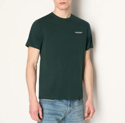 T-shirt verde da uomo con piccola scritta ARMANI EXCHANGE