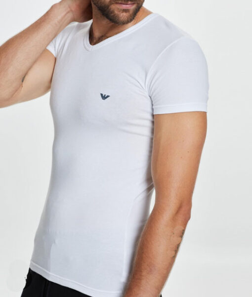 Emporio Armani uomo t-shirt elasticizzate a v bianca-3