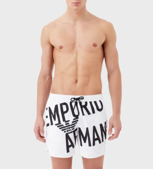 EMPORIO ARMANI boxer mare bianco con scritta da uomo