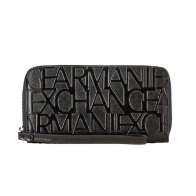Portafoglio nero ARMANI EXCHANGE lucido con logo impresso