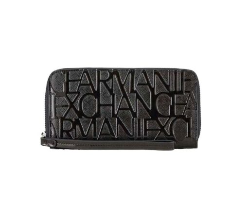 Portafoglio nero ARMANI EXCHANGE lucido con logo impresso