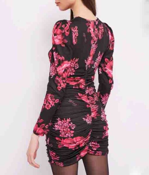 DENNY ROSE vestito nero corto con stampa florale-1