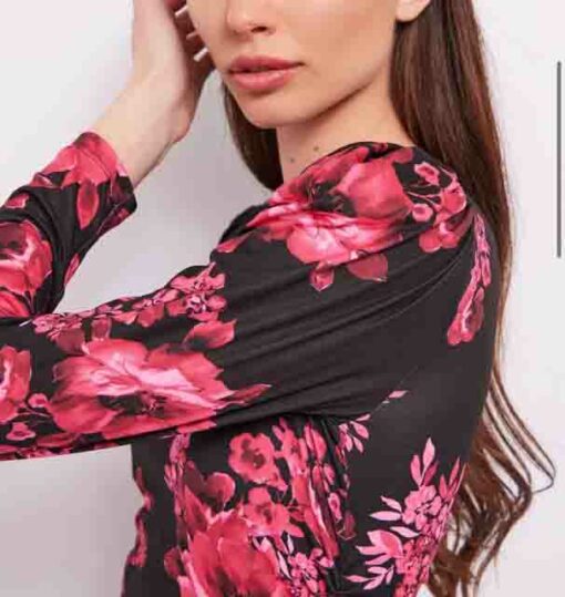 DENNY ROSE vestito nero corto con stampa florale-2