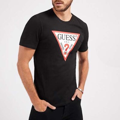 T-SHIRT NERA UOMO CON LOGO TRIANGOLO GUESS-3