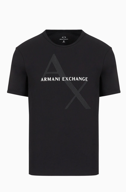 Maglietta girocollo nera Armani Exchange con stampa da uomo-4
