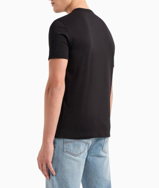 Maglietta girocollo nera Armani Exchange con stampa da uomo-2