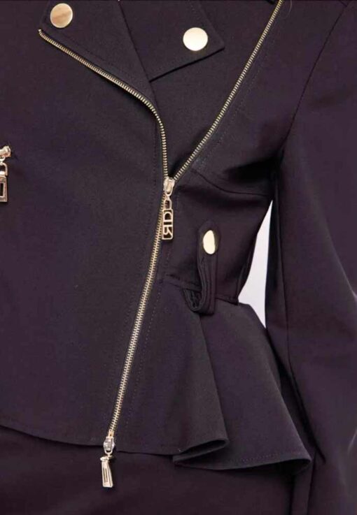 DENNY ROSE giacca bi-stretch nera donna con chiusura doppiopetto-1