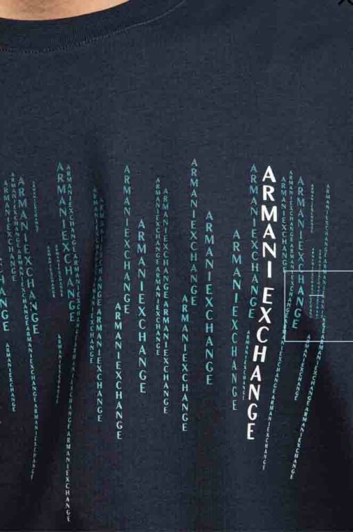 Maglietta blu ARMANI EXCHANGE con scrittine da uomo-1