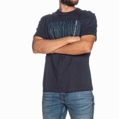 Maglietta blu ARMANI EXCHANGE con scrittine da uomo
