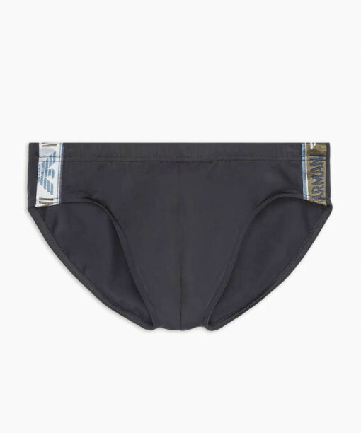 Slip mare EMPORIO ARMANI uomo blu con bande logate -2