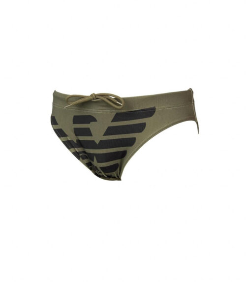 EMPORIO ARMANI costume slip da uomo verde con aquila -1