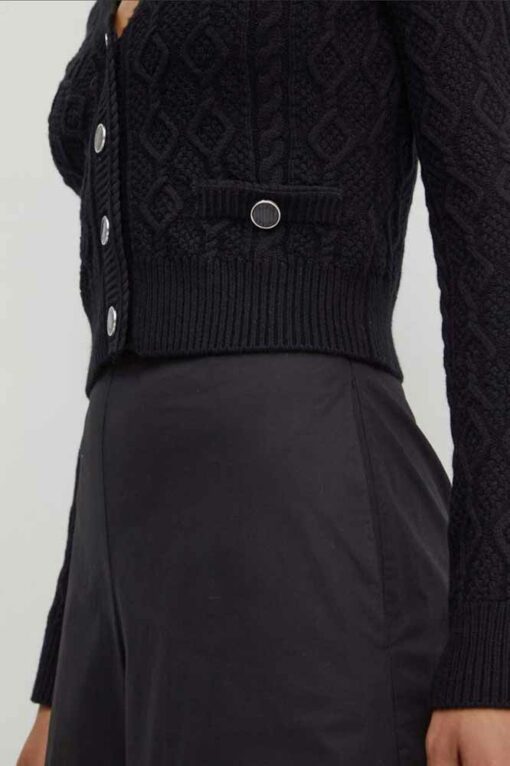 Cardigan corto GUESS intrecciato nero da donna