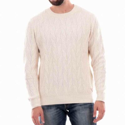 Maglia beige girocollo a trecce GUESS uomo