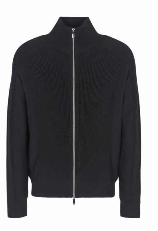 ARMANI EXCHANGE maglione nero a costine con zip-1