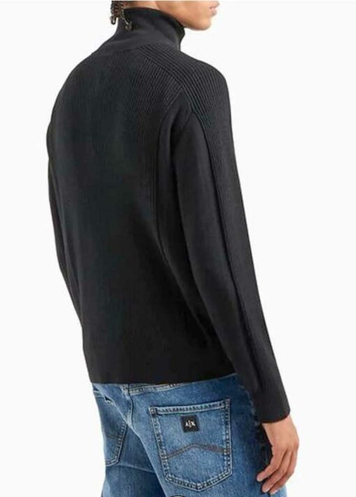 ARMANI EXCHANGE maglione nero a costine con zip-3