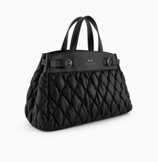 Borsa tote nera ARMANI EXCHANGE effetto puffy-6