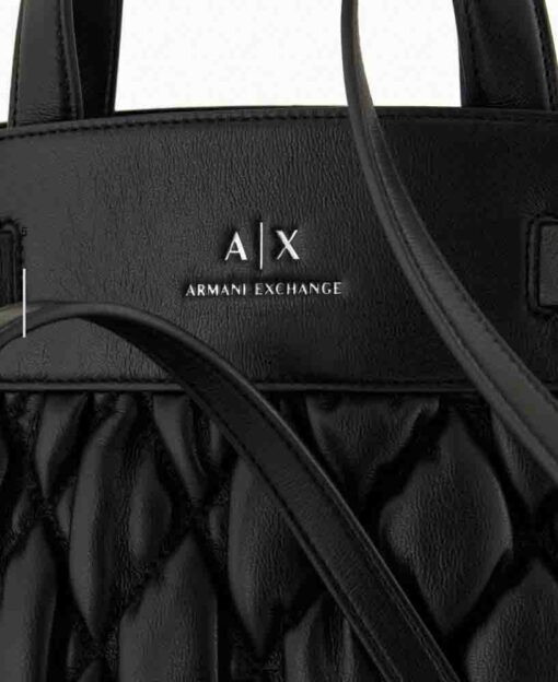 Borsa tote nera ARMANI EXCHANGE effetto puffy-3