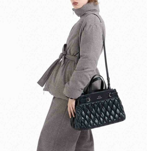 Borsa tote nera ARMANI EXCHANGE effetto puffy-1