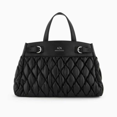 Borsa tote nera ARMANI EXCHANGE effetto puffy