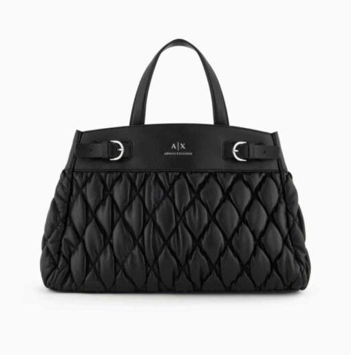 Borsa tote nera ARMANI EXCHANGE effetto puffy