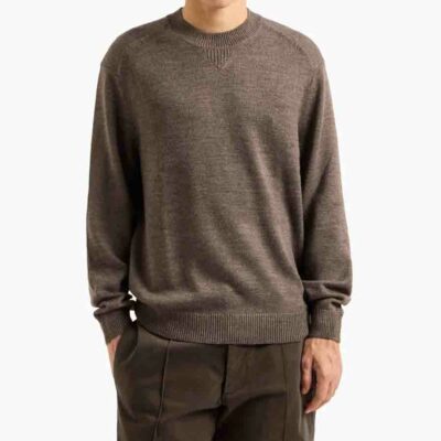 Maglione marrone ARMANI EXCHANGE da uomo girocollo misto lana vergine cotone