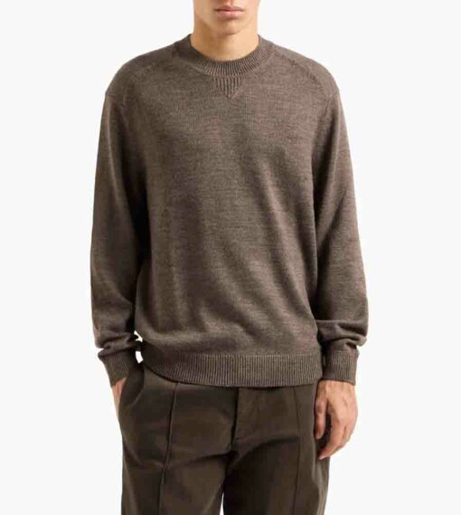 Maglione marrone ARMANI EXCHANGE da uomo girocollo misto lana vergine cotone