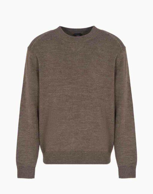 Maglione marrone ARMANI EXCHANGE da uomo girocollo misto lana vergine cotone-3