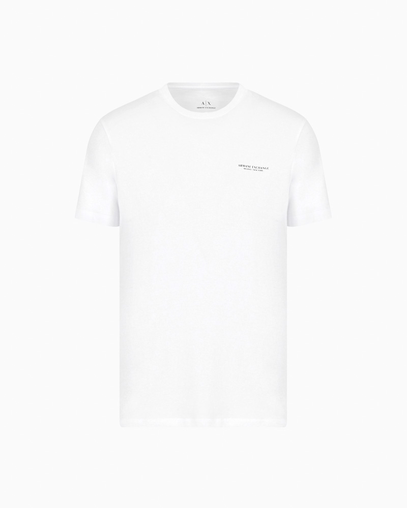T-shirt bianca da uomo con piccola scritta ARMANI EXCHANGE