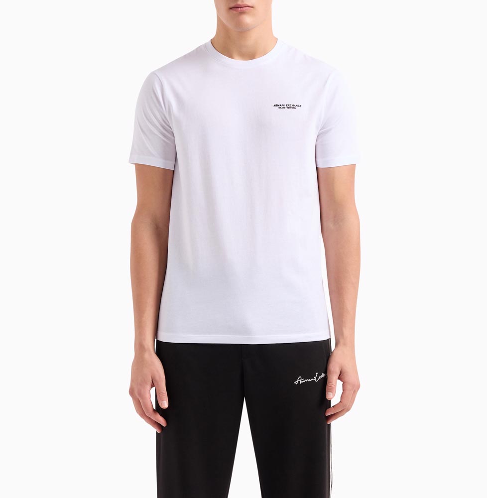 T-shirt bianca da uomo con piccola scritta ARMANI EXCHANGE-4