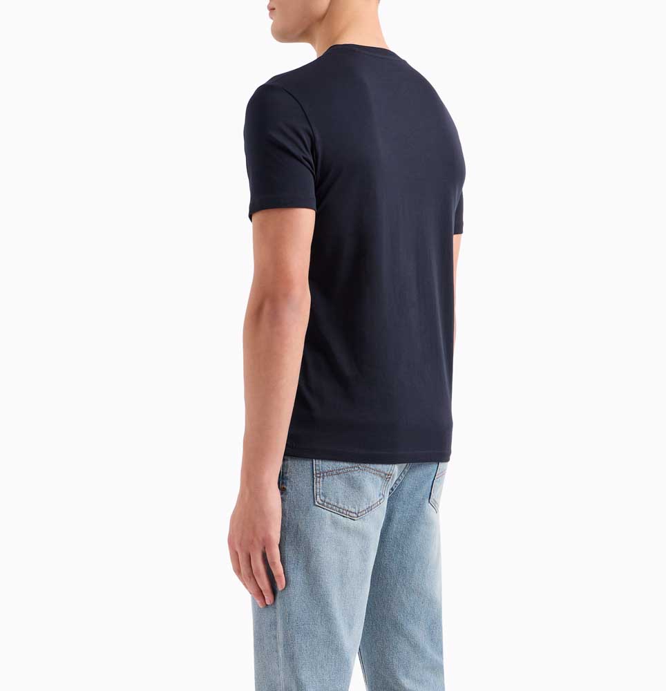 T-shirt blu da uomo con piccola scritta ARMANI EXCHANGE