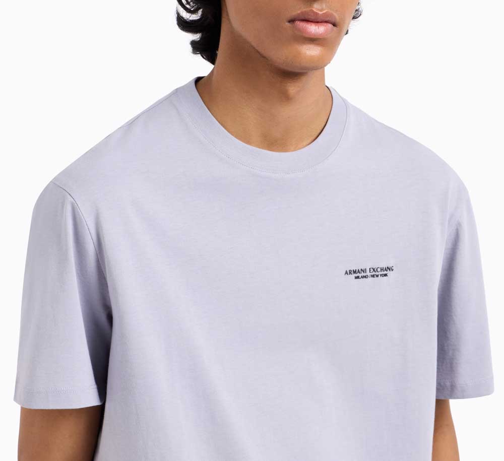 T-shirt grigio lilla da uomo con piccola scritta ARMANI EXCHANGE-1