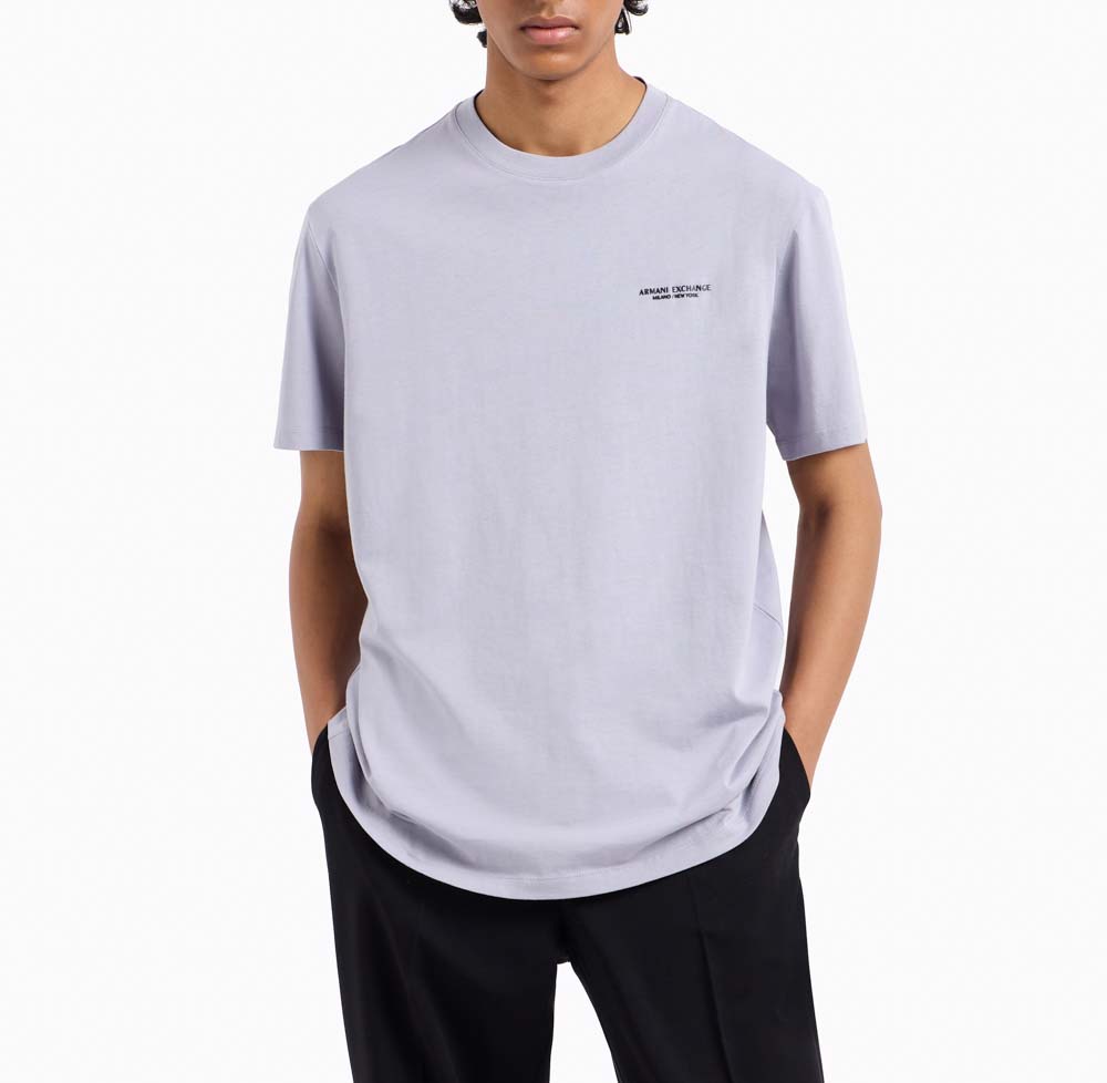 T-shirt grigio lilla da uomo con piccola scritta ARMANI EXCHANGE-2