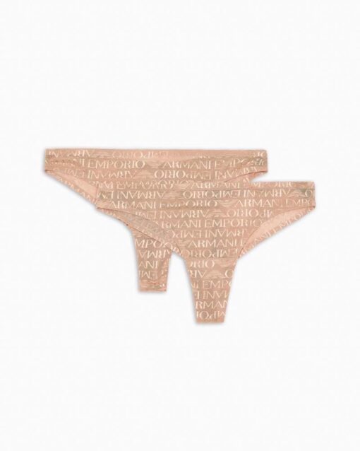 EMPORIO ARMANI 2 pack brasiliane nudo con logo lettering all over