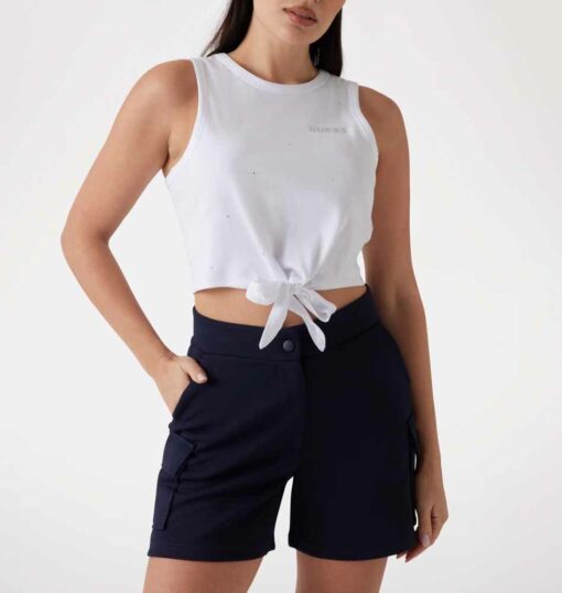 GUESS TOP BIANCO CROP DONNA CON STRASS ALL-OVER-1