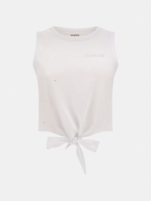 GUESS TOP BIANCO CROP DONNA CON STRASS ALL-OVER