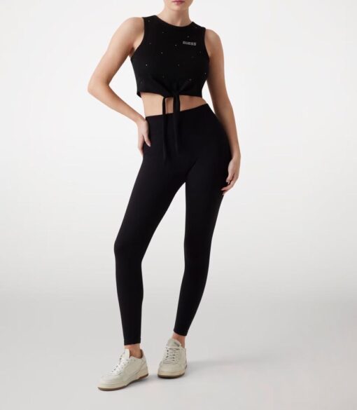 GUESS TOP NERO CROP DONNA CON STRASS ALL-OVER-1