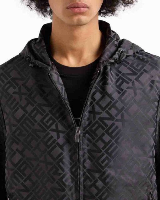 ARMANI EXCHANGE giubbotto in tessuto logato e cappuccio da uomo-4