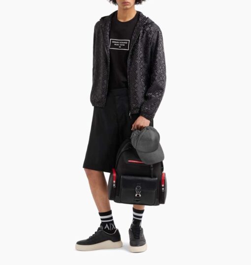 ARMANI EXCHANGE giubbotto in tessuto logato e cappuccio da uomo-3