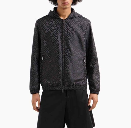 ARMANI EXCHANGE giubbotto in tessuto logato e cappuccio da uomo