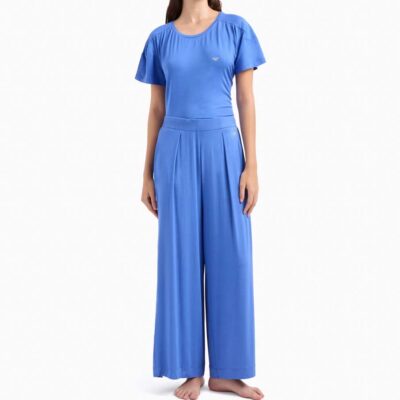 EMPORIO ARMANI pantalone bluette in viscosa da donna