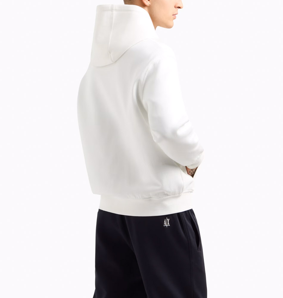 Felpa bianca full zip ARMANI EXCHANGE uomo con cappuccio-3