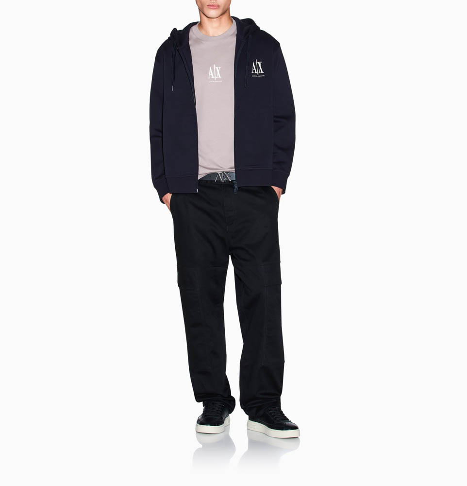 Felpa blu full zip ARMANI EXCHANGE uomo con cappuccio-2