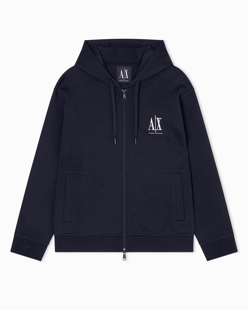 Felpa blu full zip ARMANI EXCHANGE uomo con cappuccio-1