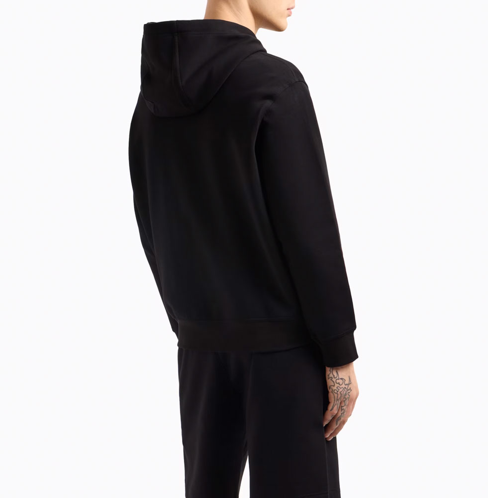 Felpa nera full zip ARMANI EXCHANGE uomo con cappuccio -2