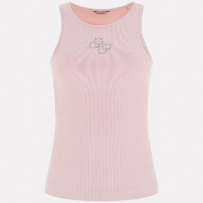 GUESS canottiera rosa donna con logo frontale