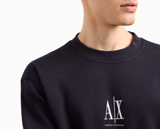 ARMANI EXCHANGE felpa blu girocollo da uomo-1