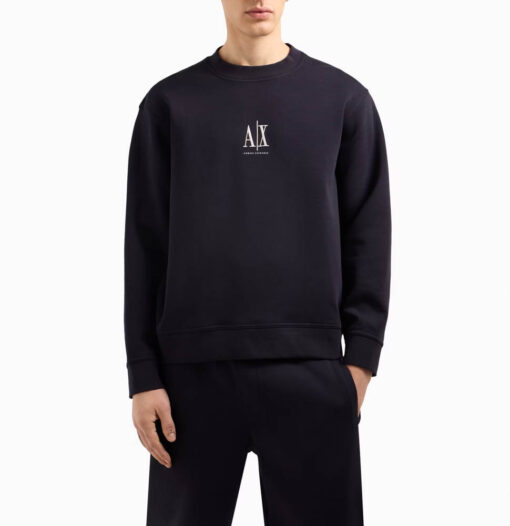 ARMANI EXCHANGE felpa blu girocollo da uomo
